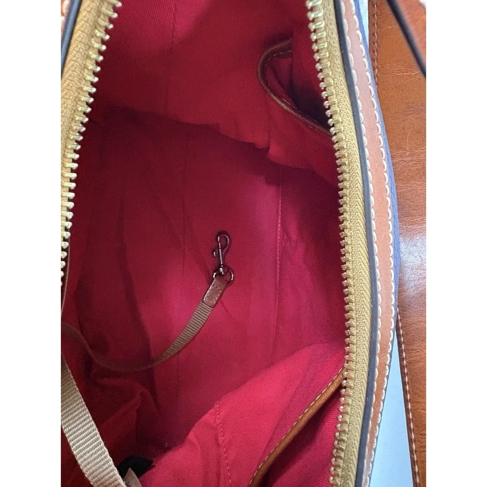 Dooney & Bourke Pebble Grain Hobo Navy/Brown Leather Trim Gold Tone Hardware